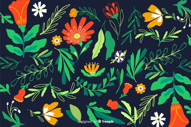 Embroidery mexican floral background