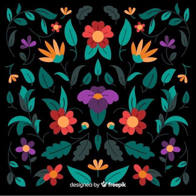 Free Vector embroidery mexican floral decorative background