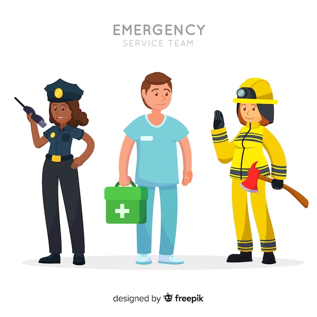 Emergency team in flat style