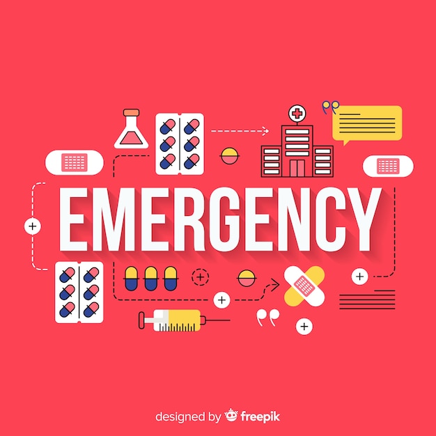 Emergency word concept background