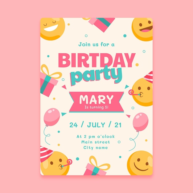 Emoji birthday invitation template