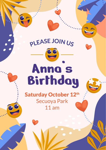 Emoji birthday invitation template