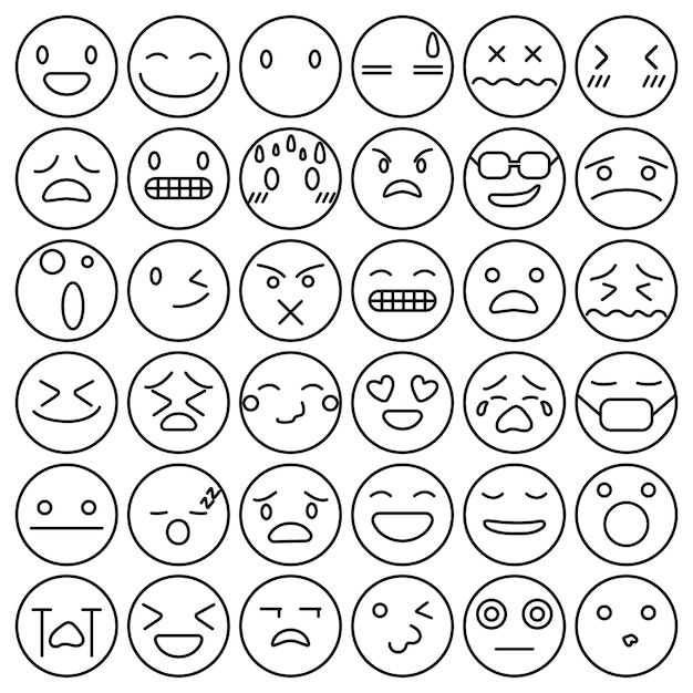 Emoji emoticons set face expression feelings collection 