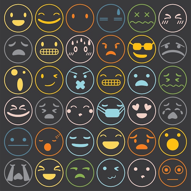 Emoji emoticons set face expression feelings collection 