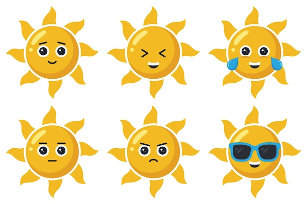 Free vector emoji suns set