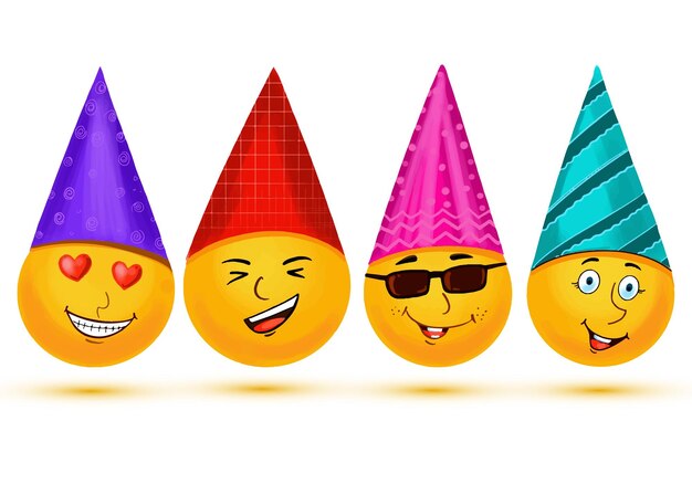 Emojis emoticon birthday party icon set design