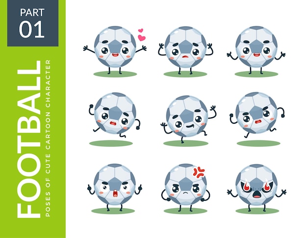 Free Vector emoticon set of soccer ball. first set. vector illustration