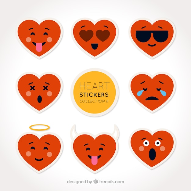 Emoticon stickers collection of hearts