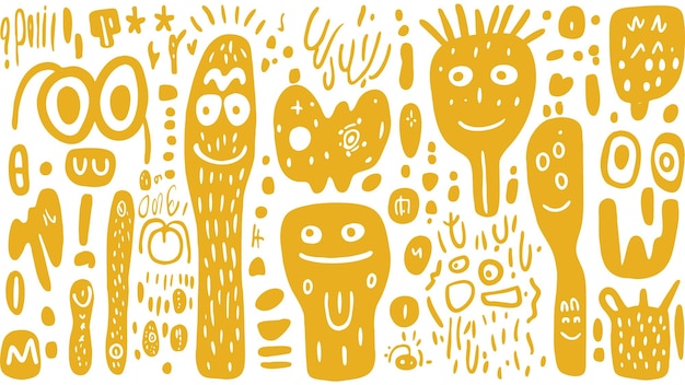 Free vector emoticons doodle seamless pattern