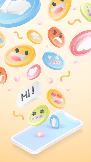 Free vector emoticons set mobile phone wallpaper vector