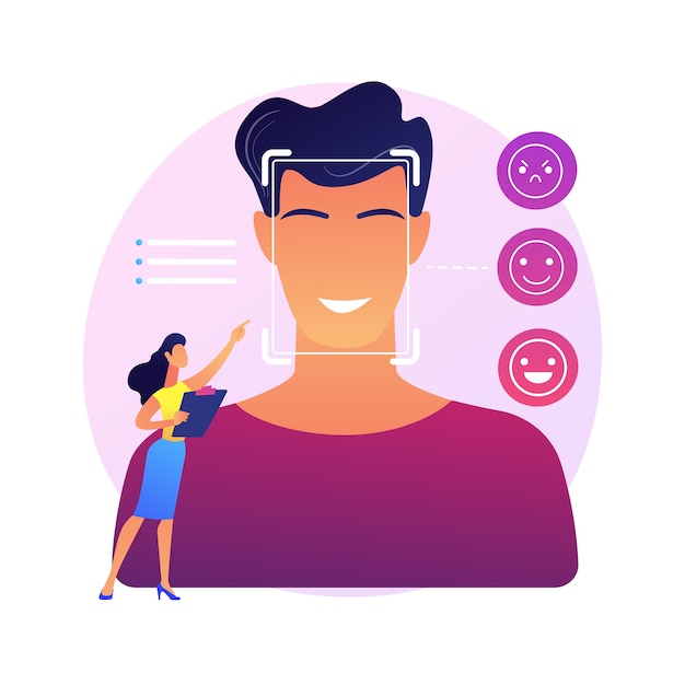 Free vector emotion detection abstract concept  illustration. speech, emotional state recognition, emotion detection from text, sensor technology, machine learning, ai reading face .