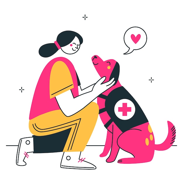 Free Vector emotional support animal concept illustration