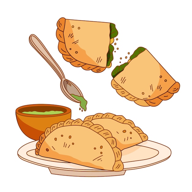 Free Vector empanada set concept