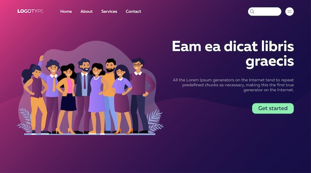 Free Vector employee group portrait flat illustration. landing page or web template