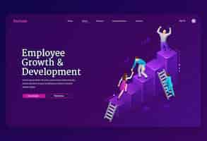 Free vector employee growth and development landing page template