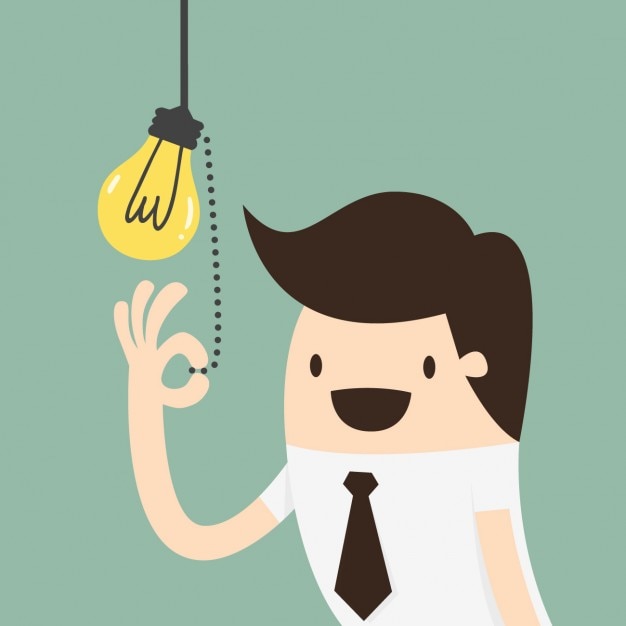 Free Vector employee turning on a bulb