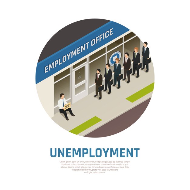 Employment Office Isometric Composition