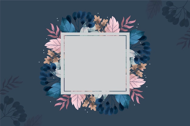 Empty badge on winter flowers background