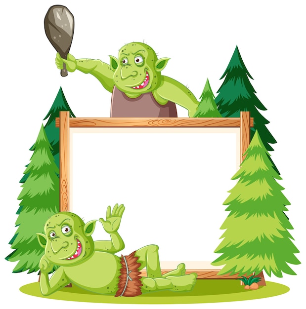 Free Vector empty banner with troll or goblin elements