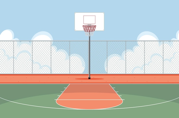 Empty basketball court scene