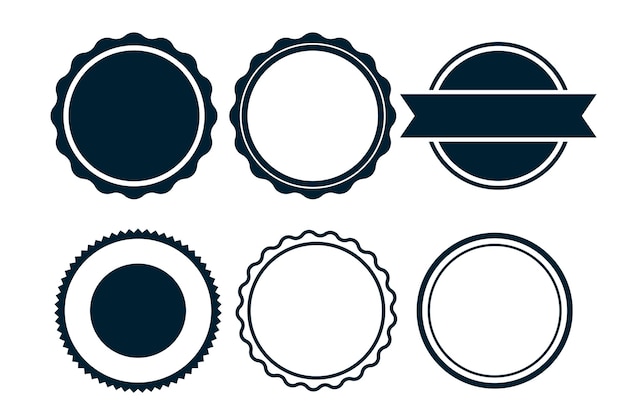 Free vector empty blank labels or circular stamps set of six