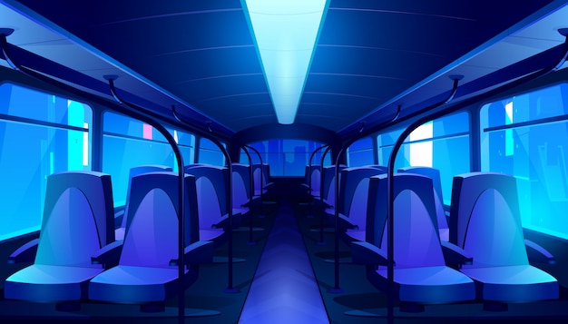 Free Vector empty bus interior at night