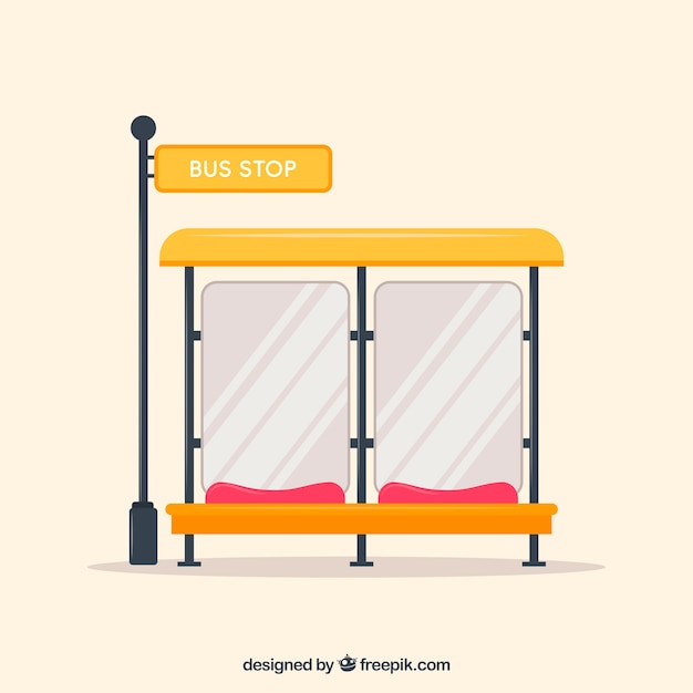 Free Vector empty bus stop with flat design