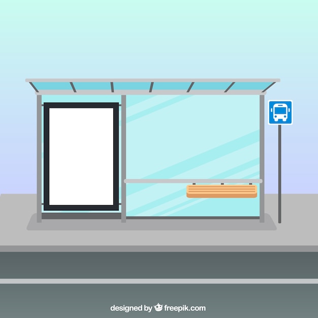 Free Vector empty bus stop with flat design