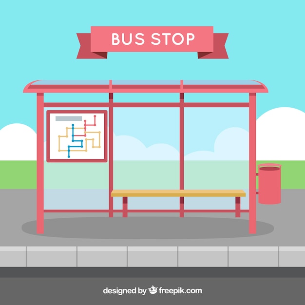 Free Vector empty bus stop with flat design