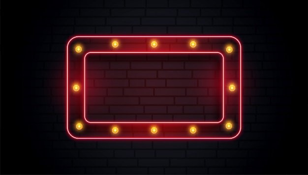 Free Vector empty classic neon sign frame