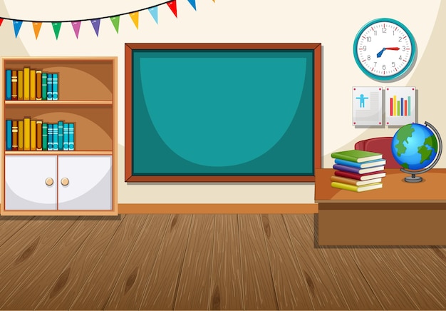 Free Vector empty classroom interior with chalkboard