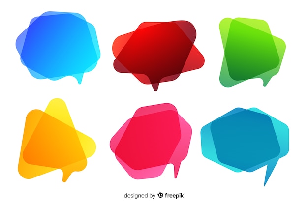 Empty colorful gradient speech bubble collection