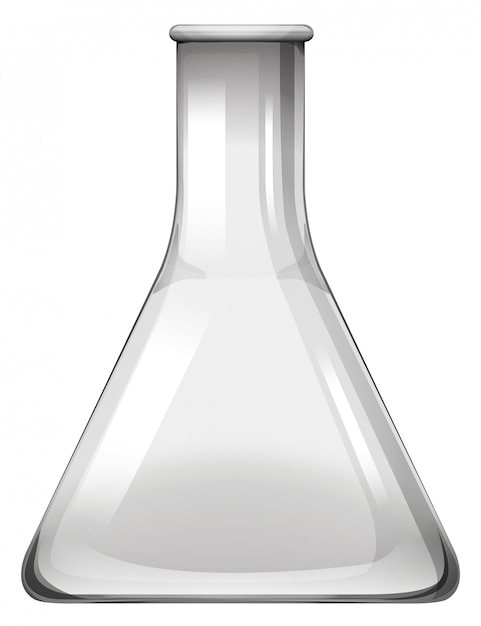 Empty glass beaker on white