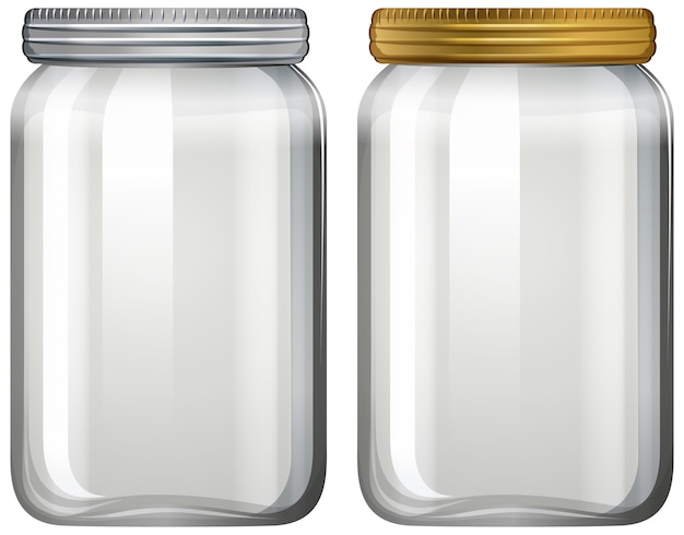 Empty glass jar on white background