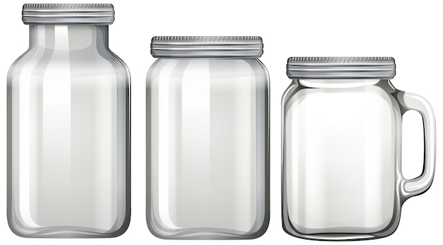 Empty glass jar on white 