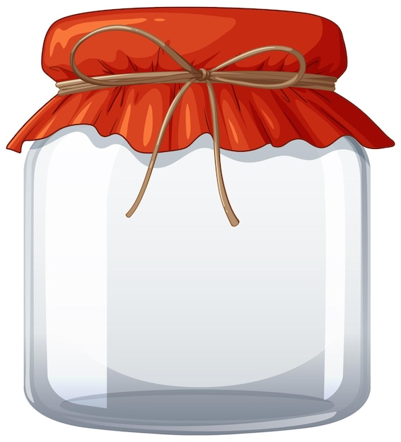 Free vector empty glass jar with red cloth lid