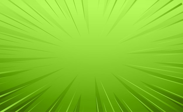 Empty green comic style zoom lines background