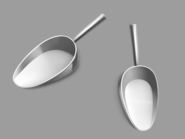 Empty metallic scoop realistic vector illustration