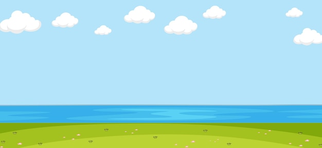 Free Vector empty park scene with river in simple style