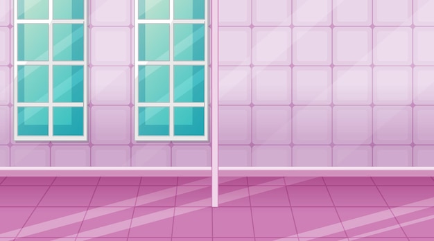 Free Vector empty pink room with pink tiles and room divider