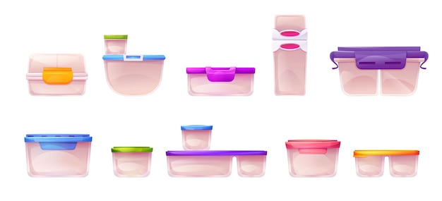 Free Vector empty plastic lunch food box container vector