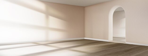 Empty room interior with arch entrance