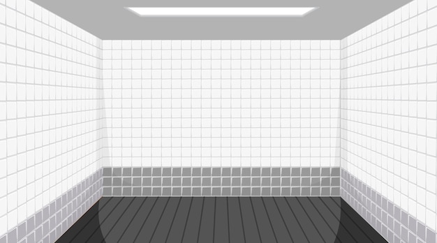 Free Vector empty room with black floor and white tiles walls