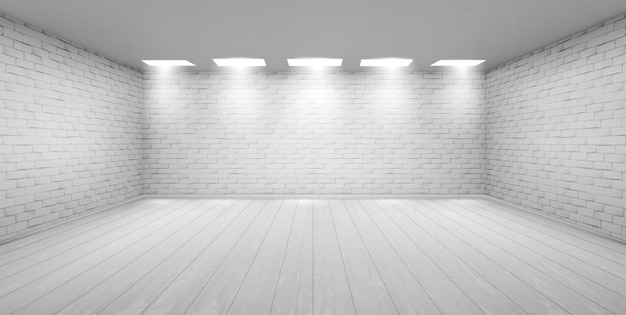 Empty room with white brick walls in studio