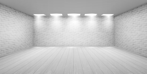 Empty room with white brick walls in studio