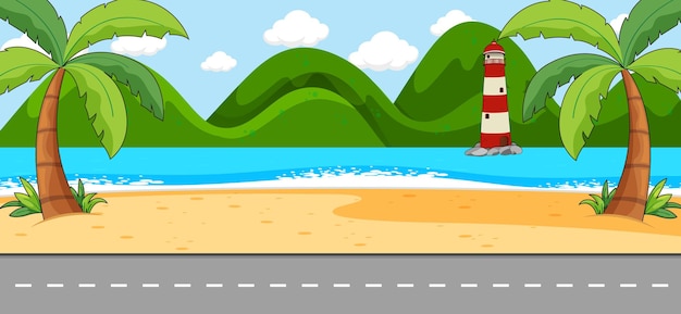 Free Vector empty scene with beach landscape and long street