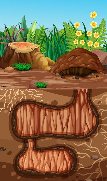 Free vector empty underground animal hole