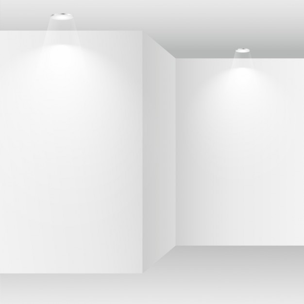 Free vector empty white room with spot lights