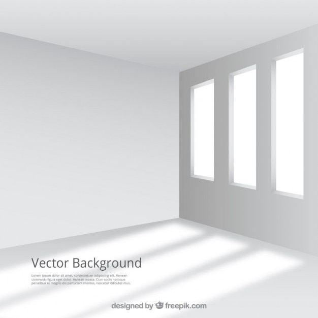 Free Vector empty and white room with windows