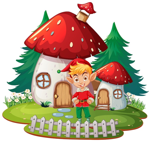 Free Vector enchanted forest elf home illustration